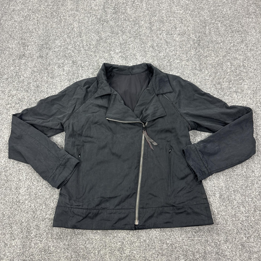 Lululemon Jacket Womens Medium Black Asymmetrical Zip Ventilated Windbreaker
